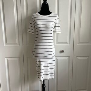 H&M White Striped T Shirt Dress